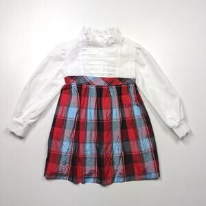 Vintage Sears Dress Girls Size 4T Red Plaid Mock Neck